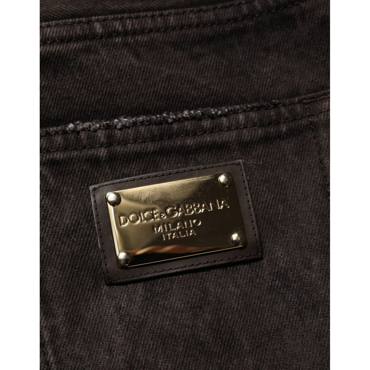 Dolce & Gabbana Black Cotton Tattered Denim Men Bermuda Short Dolce & Gabbana