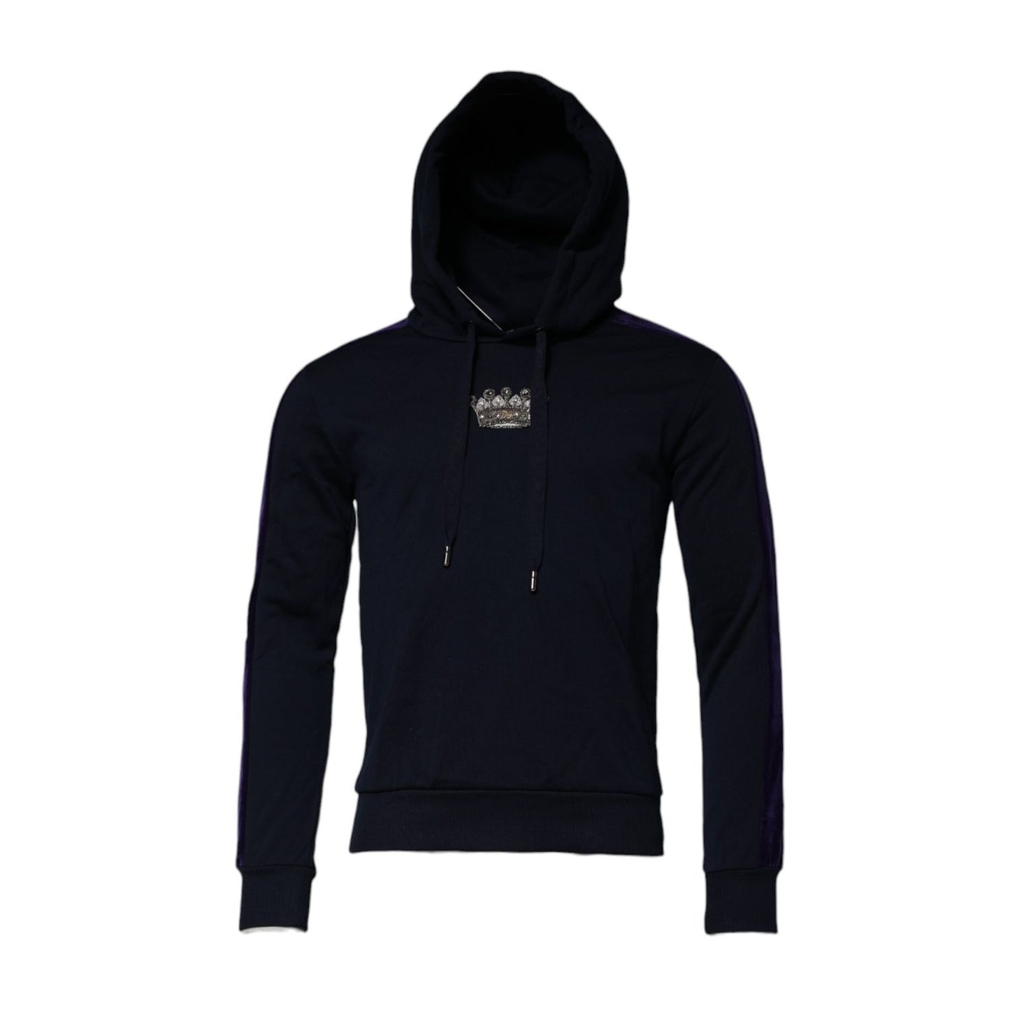 Dolce & Gabbana Black Crown Cotton Hooded Sweatshirt Sweater Dolce & Gabbana