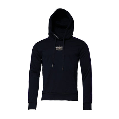 Dolce & Gabbana Black Crown Cotton Hooded Sweatshirt Sweater Dolce & Gabbana