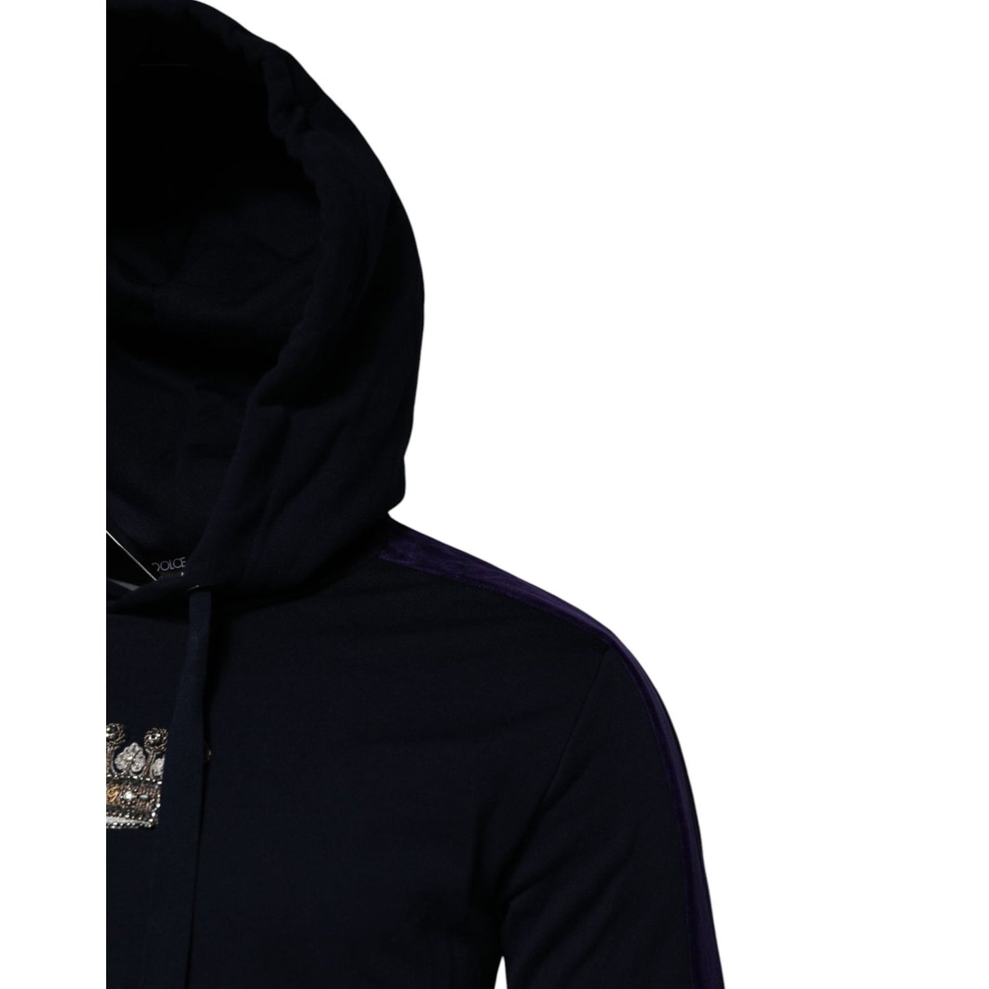 Dolce & Gabbana Black Crown Cotton Hooded Sweatshirt Sweater Dolce & Gabbana