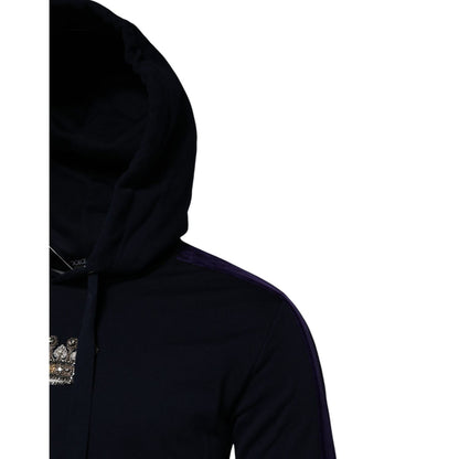 Dolce & Gabbana Black Crown Cotton Hooded Sweatshirt Sweater Dolce & Gabbana