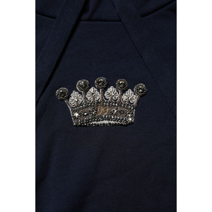 Dolce & Gabbana Black Crown Cotton Hooded Sweatshirt Sweater Dolce & Gabbana