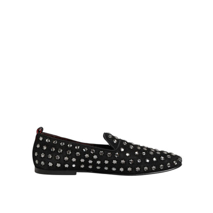 Dolce & Gabbana Black Crystal Embellished Loafers Dress Shoes Dolce & Gabbana