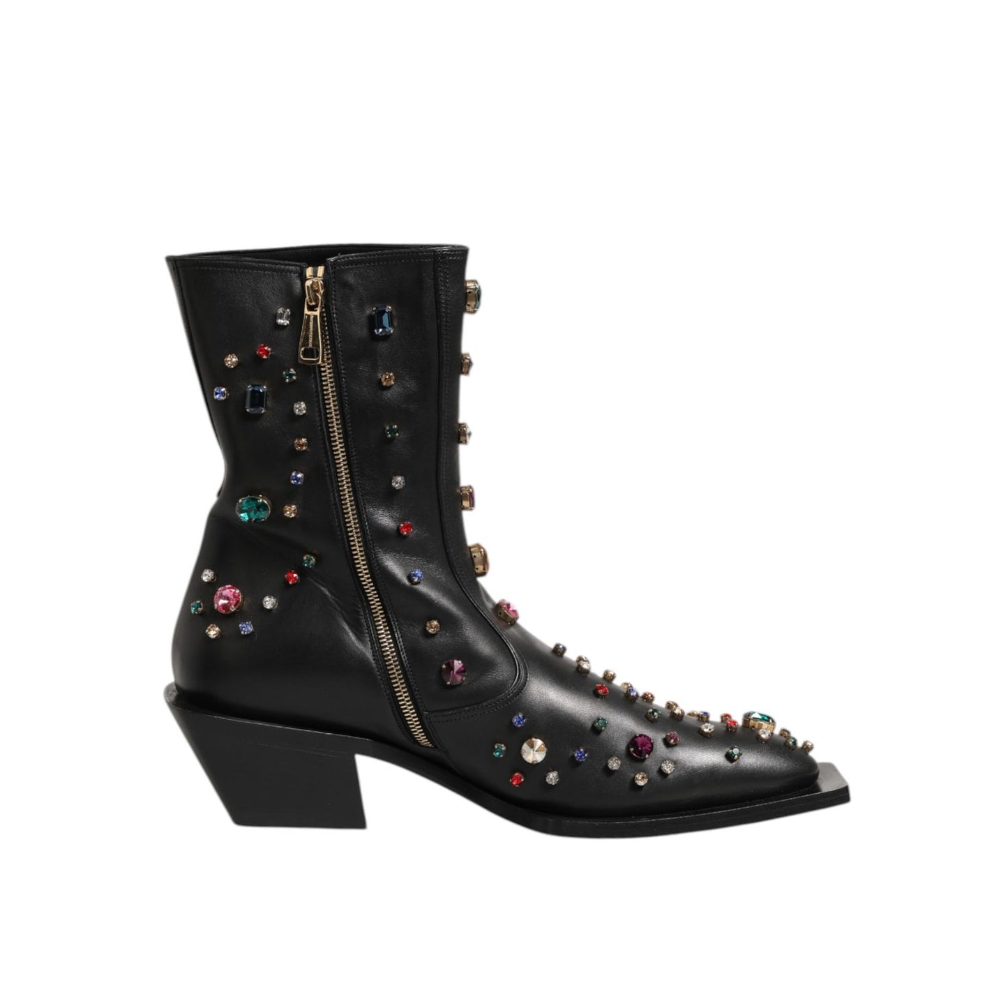 Dolce & Gabbana Black Crystal Embellished Men Short Boots Shoes Dolce & Gabbana