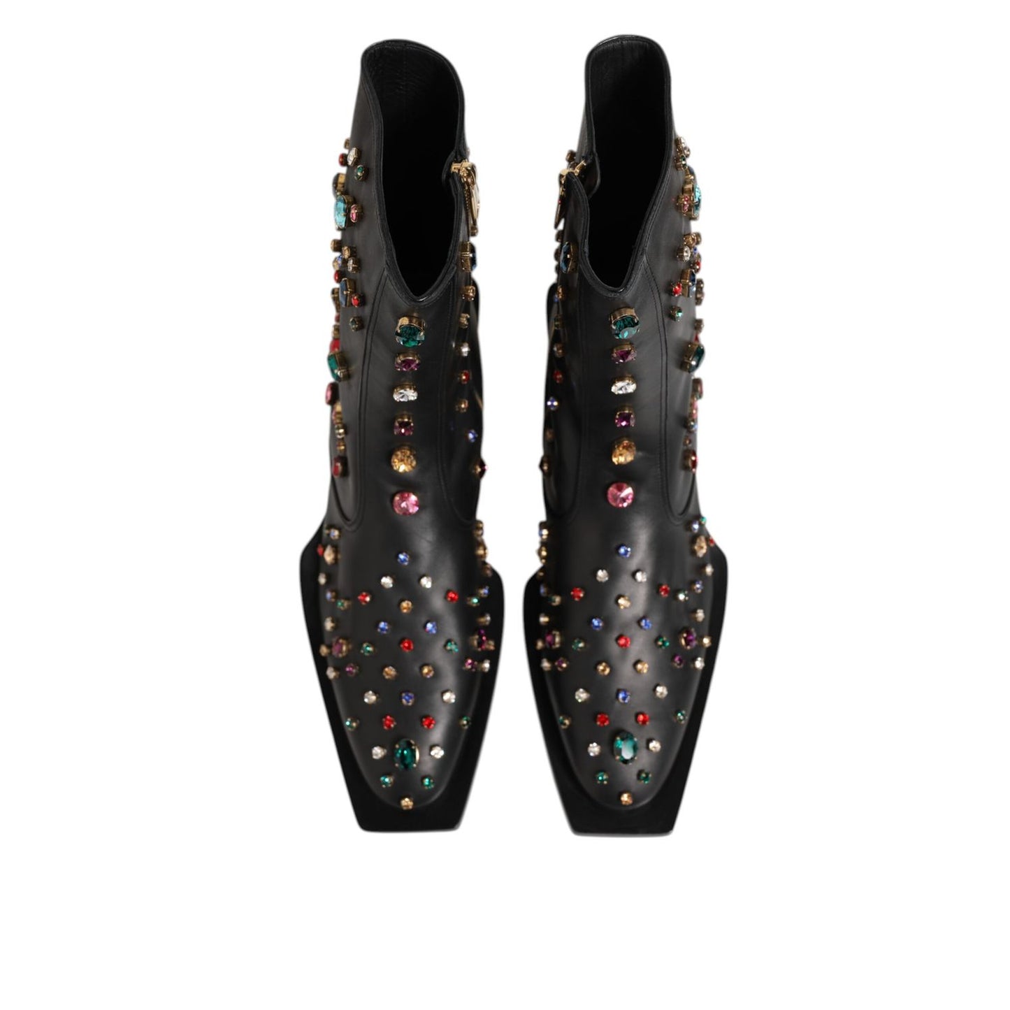 Dolce & Gabbana Black Crystal Embellished Men Short Boots Shoes Dolce & Gabbana