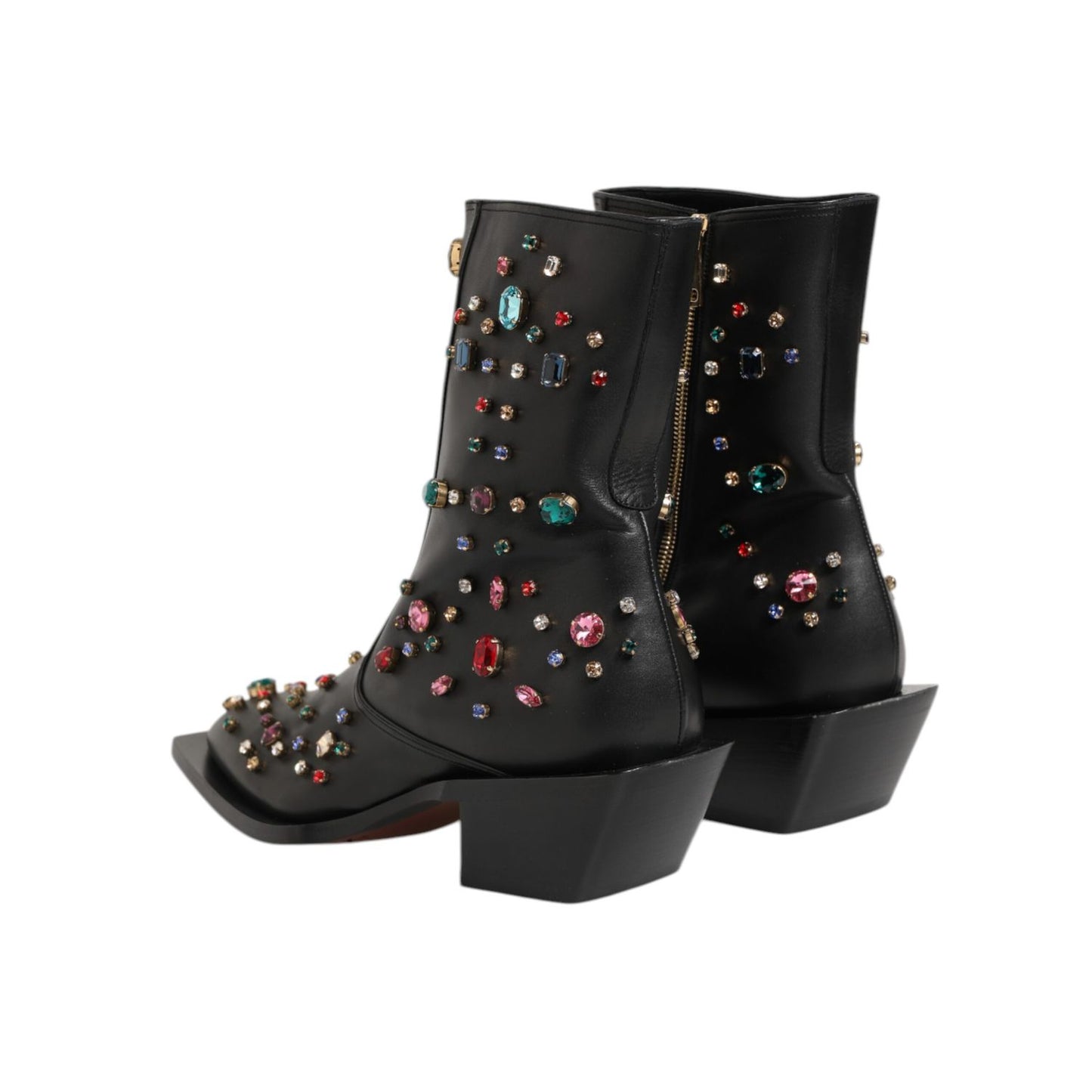 Dolce & Gabbana Black Crystal Embellished Men Short Boots Shoes Dolce & Gabbana