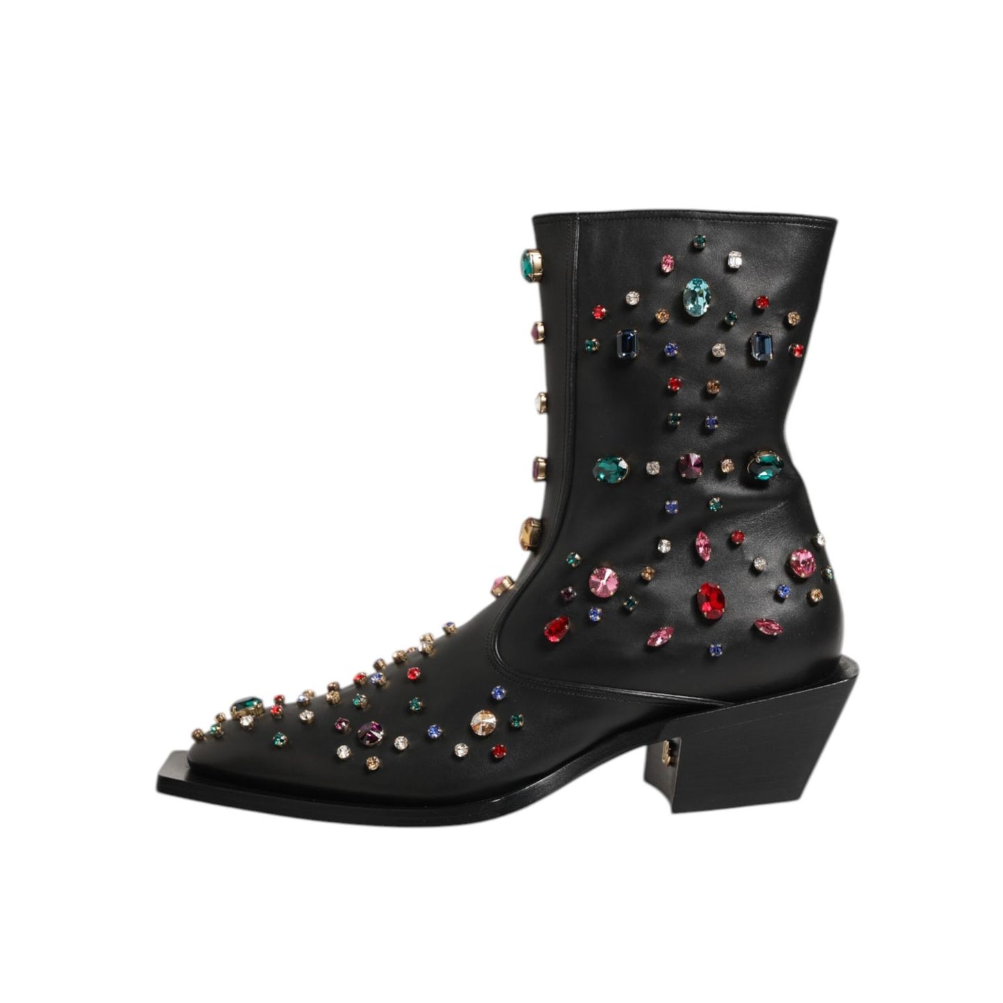Dolce & Gabbana Black Crystal Embellished Men Short Boots Shoes Dolce & Gabbana
