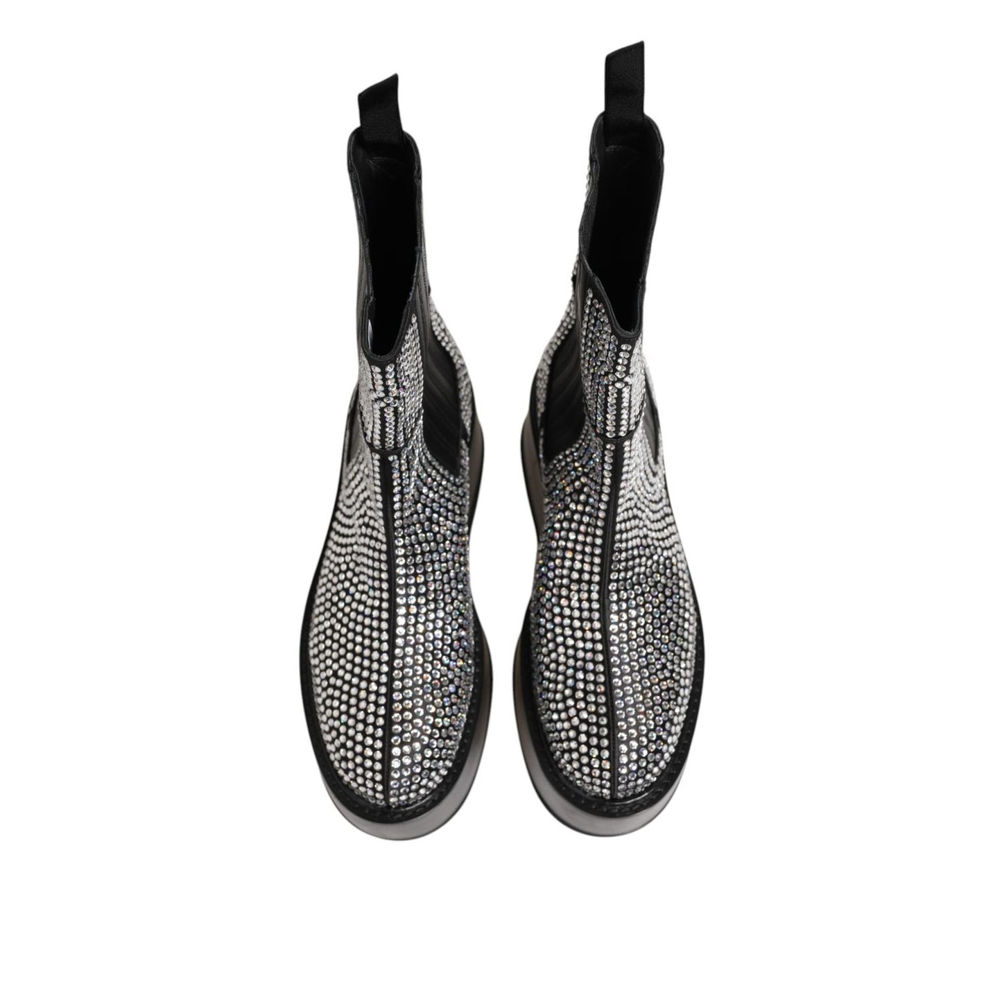 Dolce & Gabbana Black Crystal Strass Mid Calf Short Boots Shoes Dolce & Gabbana