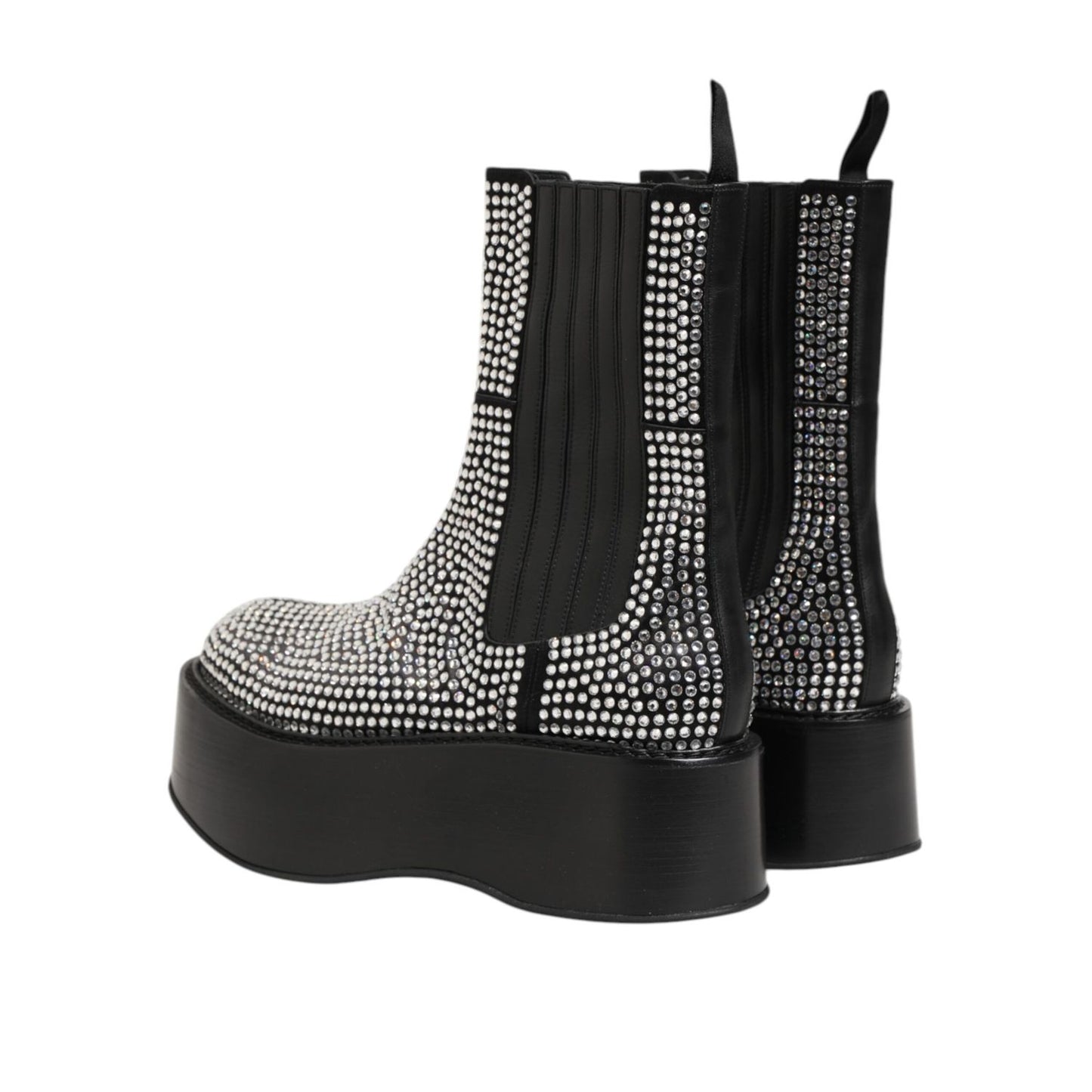 Dolce & Gabbana Black Crystal Strass Mid Calf Short Boots Shoes Dolce & Gabbana