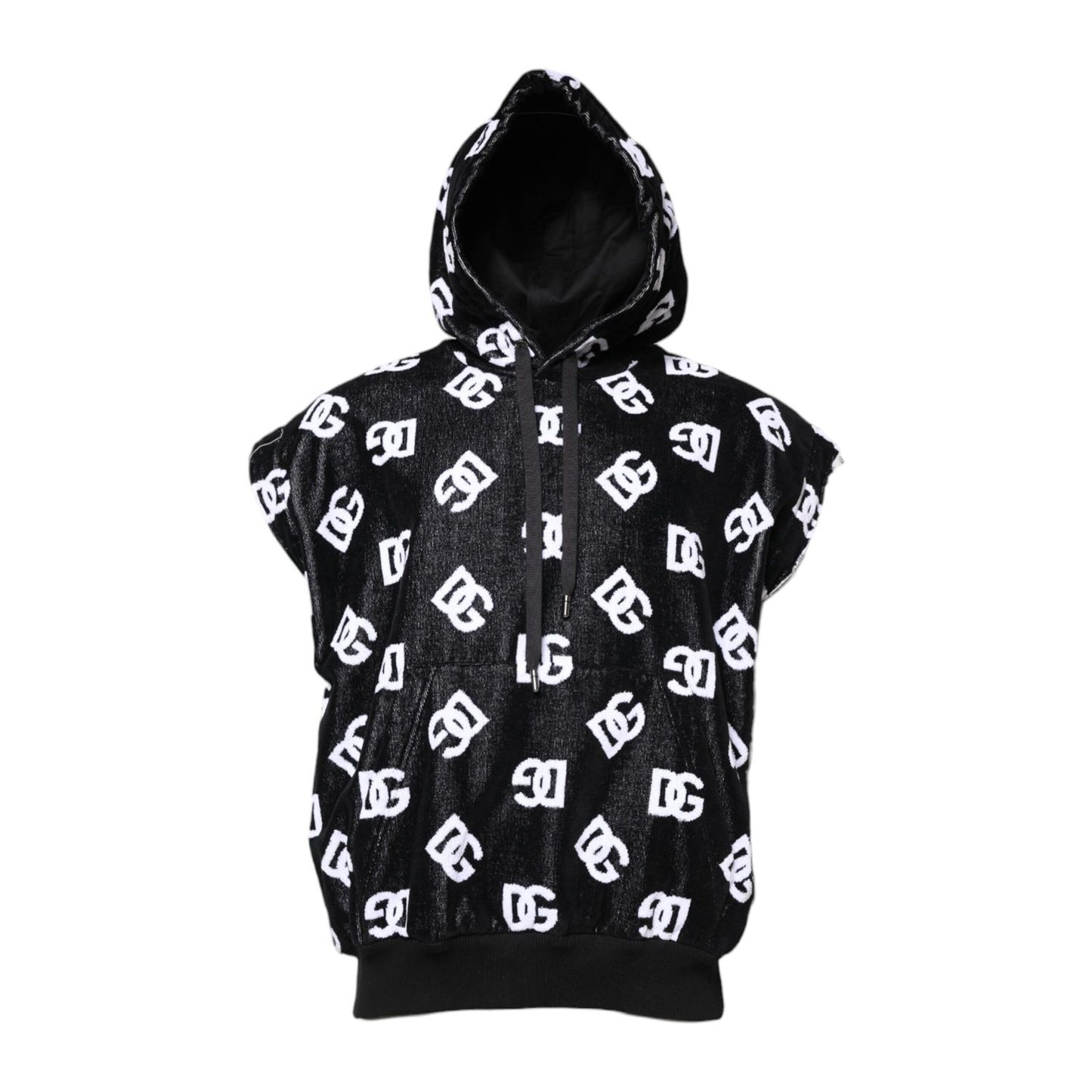 Dolce & Gabbana Black DG Cotton Hooded Sleeveless Sweater Dolce & Gabbana