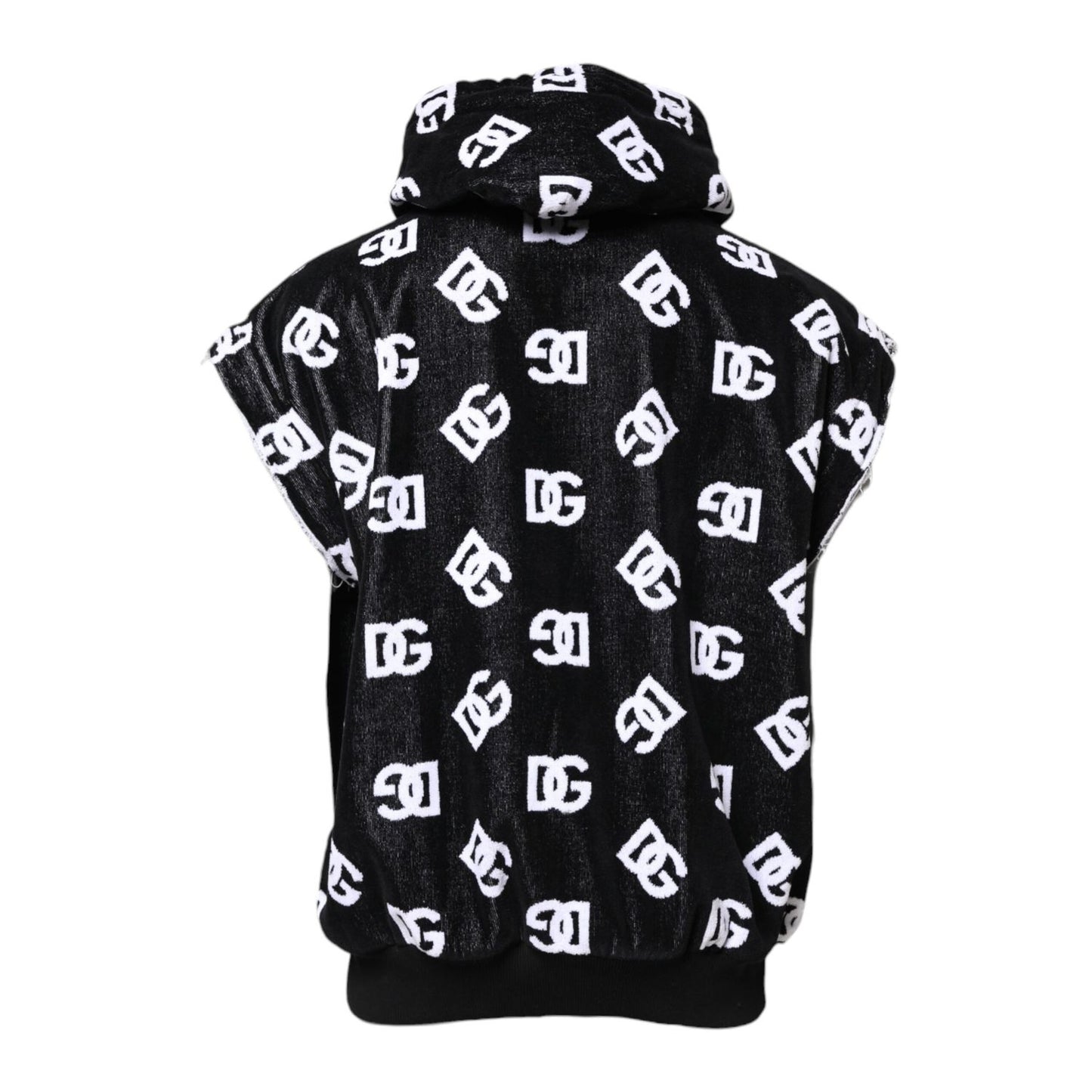 Dolce & Gabbana Black DG Cotton Hooded Sleeveless Sweater Dolce & Gabbana