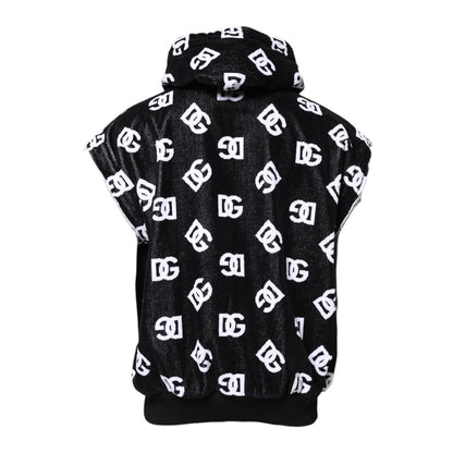 Dolce & Gabbana Black DG Cotton Hooded Sleeveless Sweater Dolce & Gabbana