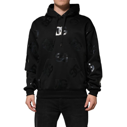 Dolce & Gabbana Black DG Logo Hoodie Metallic Print Sweater Dolce & Gabbana