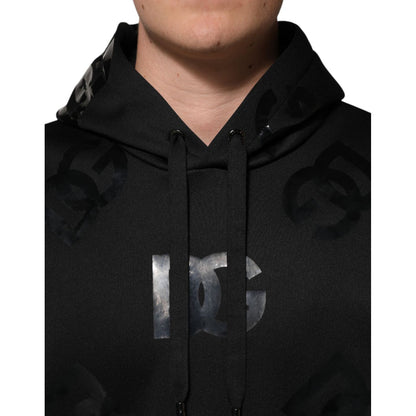 Dolce & Gabbana Black DG Logo Hoodie Metallic Print Sweater Dolce & Gabbana