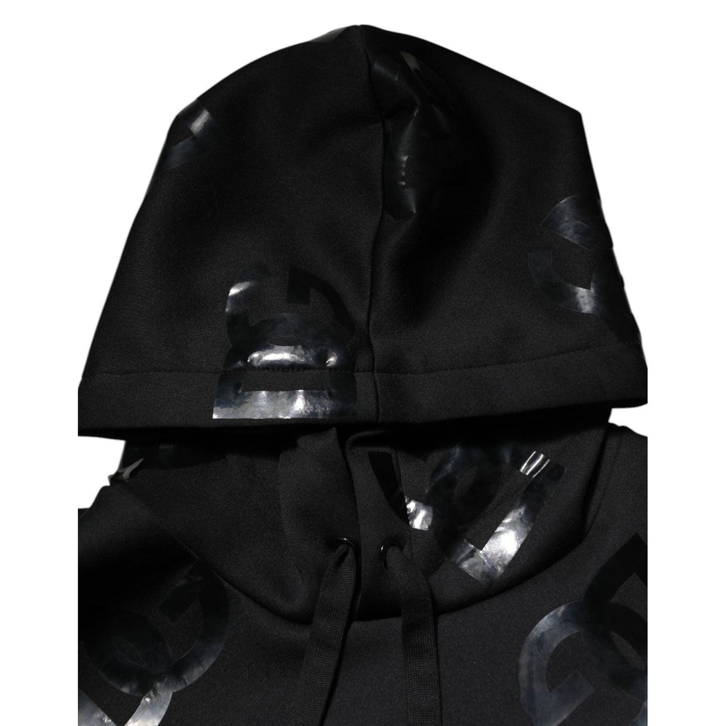 Dolce & Gabbana Black DG Logo Hoodie Metallic Print Sweater Dolce & Gabbana