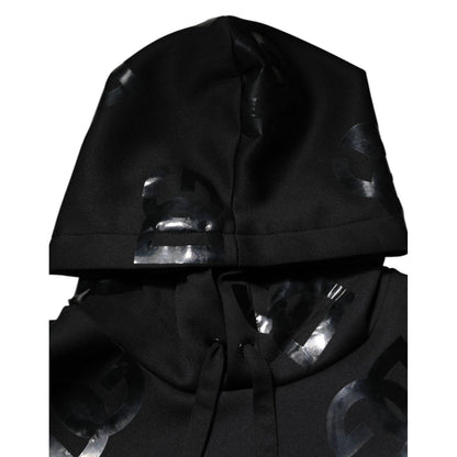 Dolce & Gabbana Black DG Logo Hoodie Metallic Print Sweater Dolce & Gabbana
