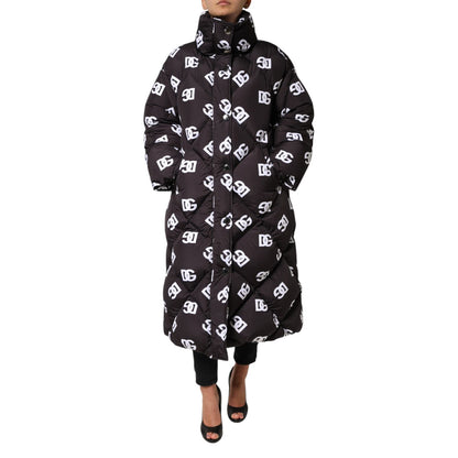 Dolce & Gabbana Black DG Mania Puffer Quilted Long Coat Jacket