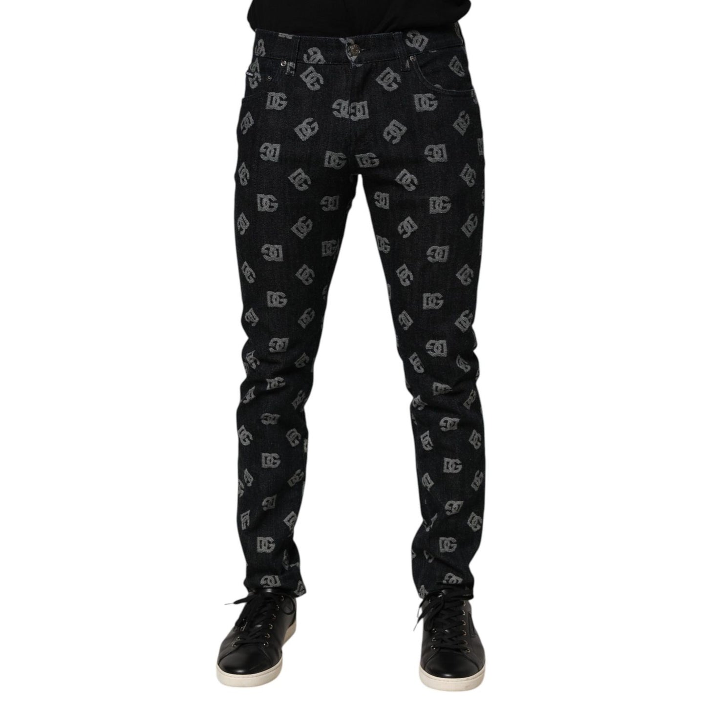 Dolce & Gabbana Black DG Monogram Cotton Skinny Denim Jeans Dolce & Gabbana