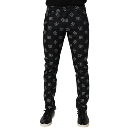 Dolce & Gabbana Black DG Monogram Cotton Skinny Denim Jeans Dolce & Gabbana