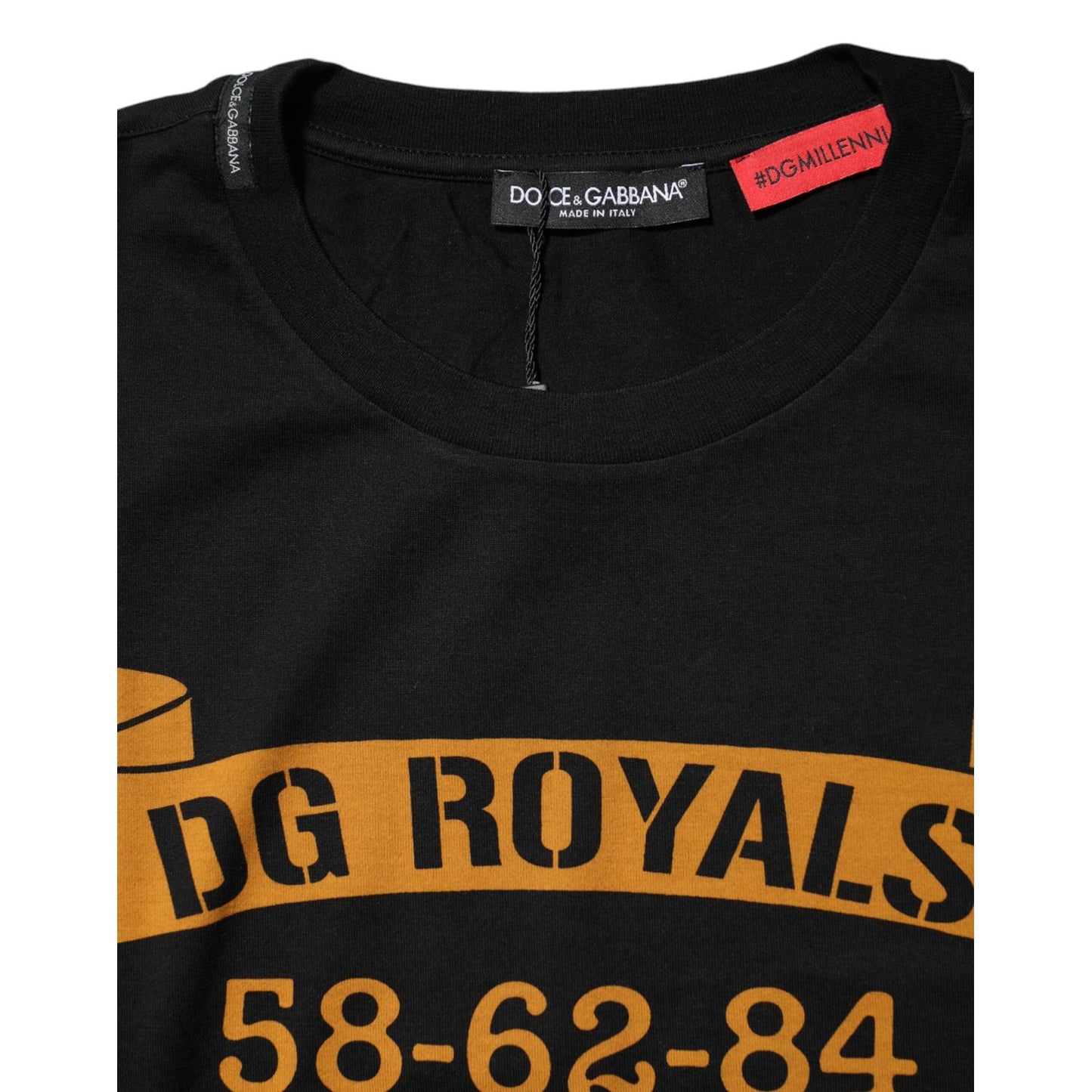 Dolce & Gabbana Black DG Royals Cotton Crew Neck T-shirt Dolce & Gabbana