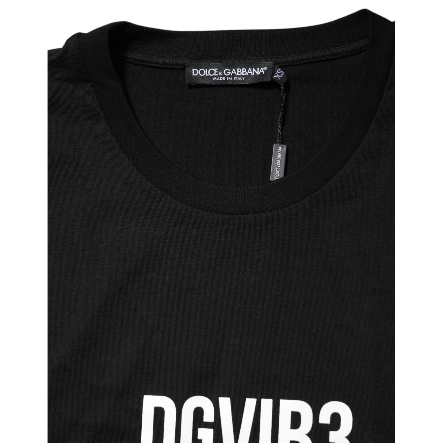 Dolce & Gabbana Black DG Vib3 Print Cotton Crew Neck T-shirt Dolce & Gabbana