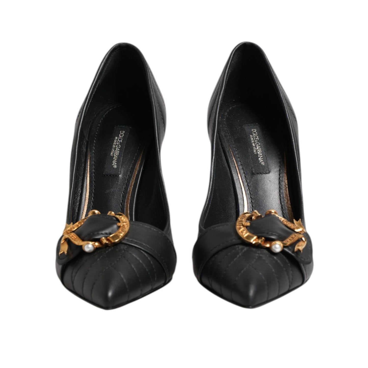 Dolce & Gabbana Black Devotion Leather Heels Pumps Shoes Dolce & Gabbana