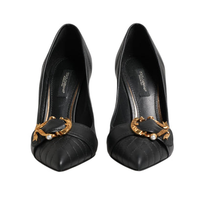 Dolce & Gabbana Black Devotion Leather Heels Pumps Shoes Dolce & Gabbana