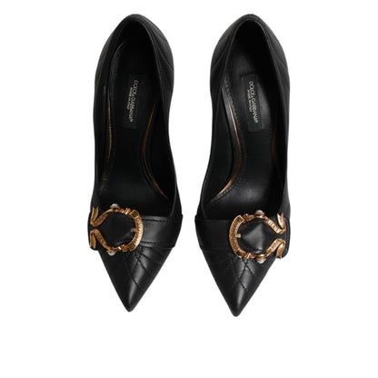 Dolce & Gabbana Black Devotion Leather Heels Pumps Shoes Dolce & Gabbana