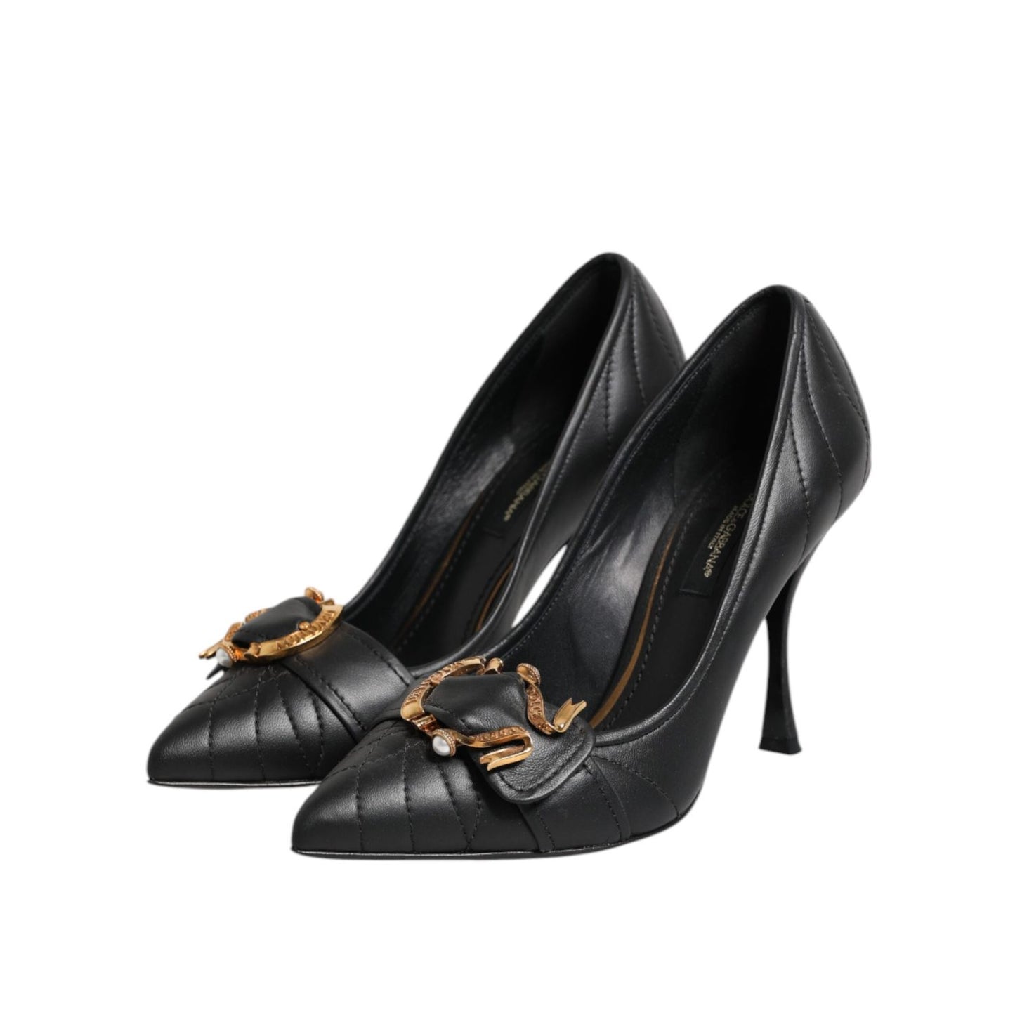 Dolce & Gabbana Black Devotion Leather Heels Pumps Shoes Dolce & Gabbana