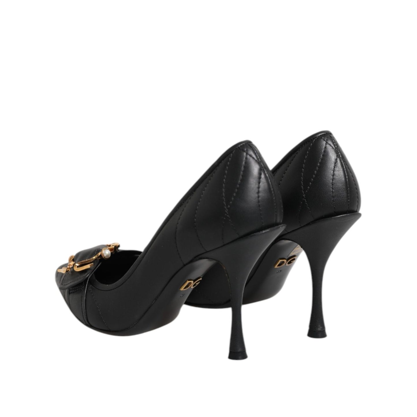 Dolce & Gabbana Black Devotion Leather Heels Pumps Shoes Dolce & Gabbana
