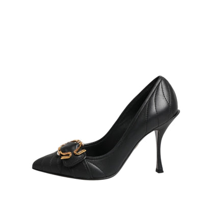 Dolce & Gabbana Black Devotion Leather Heels Pumps Shoes Dolce & Gabbana