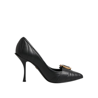 Dolce & Gabbana Black Devotion Leather Heels Pumps Shoes Dolce & Gabbana