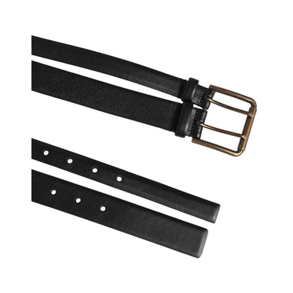 Dolce & Gabbana Black Double Strap Leather Brass Buckle Belt Dolce & Gabbana