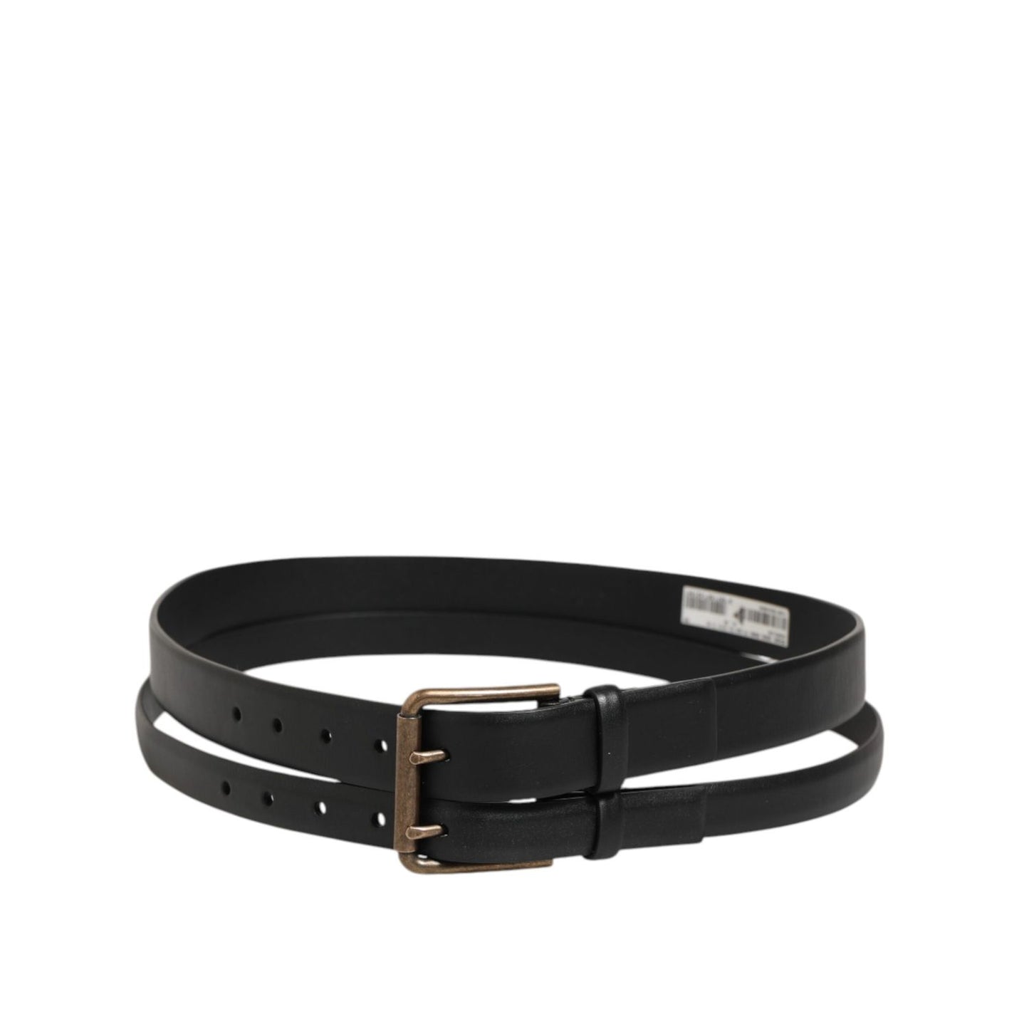 Dolce & Gabbana Black Double Strap Leather Brass Buckle Belt Dolce & Gabbana