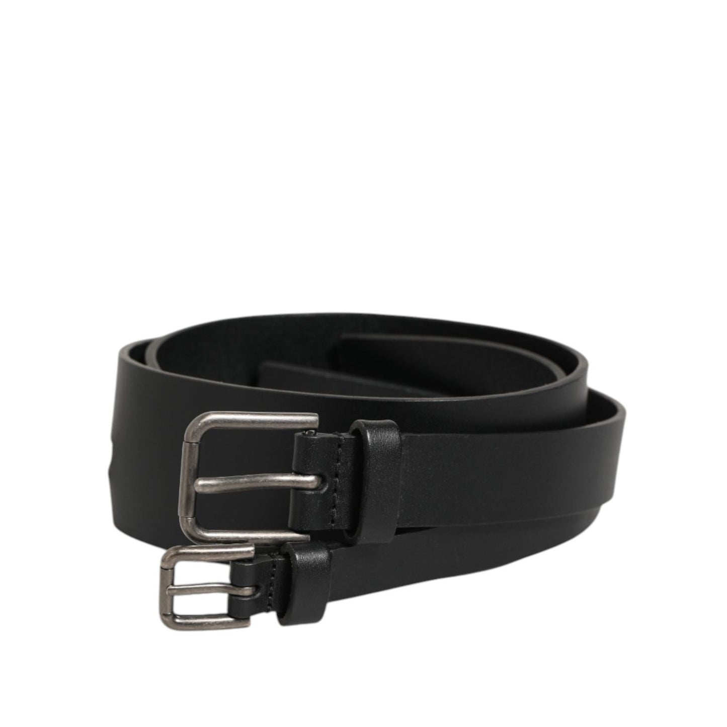 Dolce & Gabbana Black Double Strap Leather Buckle Men Belt Dolce & Gabbana