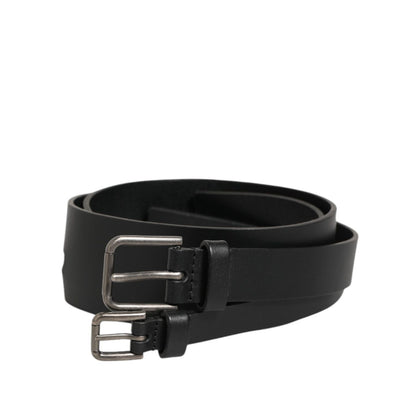 Dolce & Gabbana Black Double Strap Leather Buckle Men Belt Dolce & Gabbana