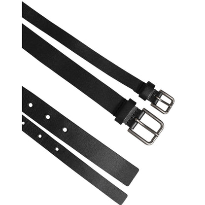 Dolce & Gabbana Black Double Strap Leather Buckle Men Belt Dolce & Gabbana