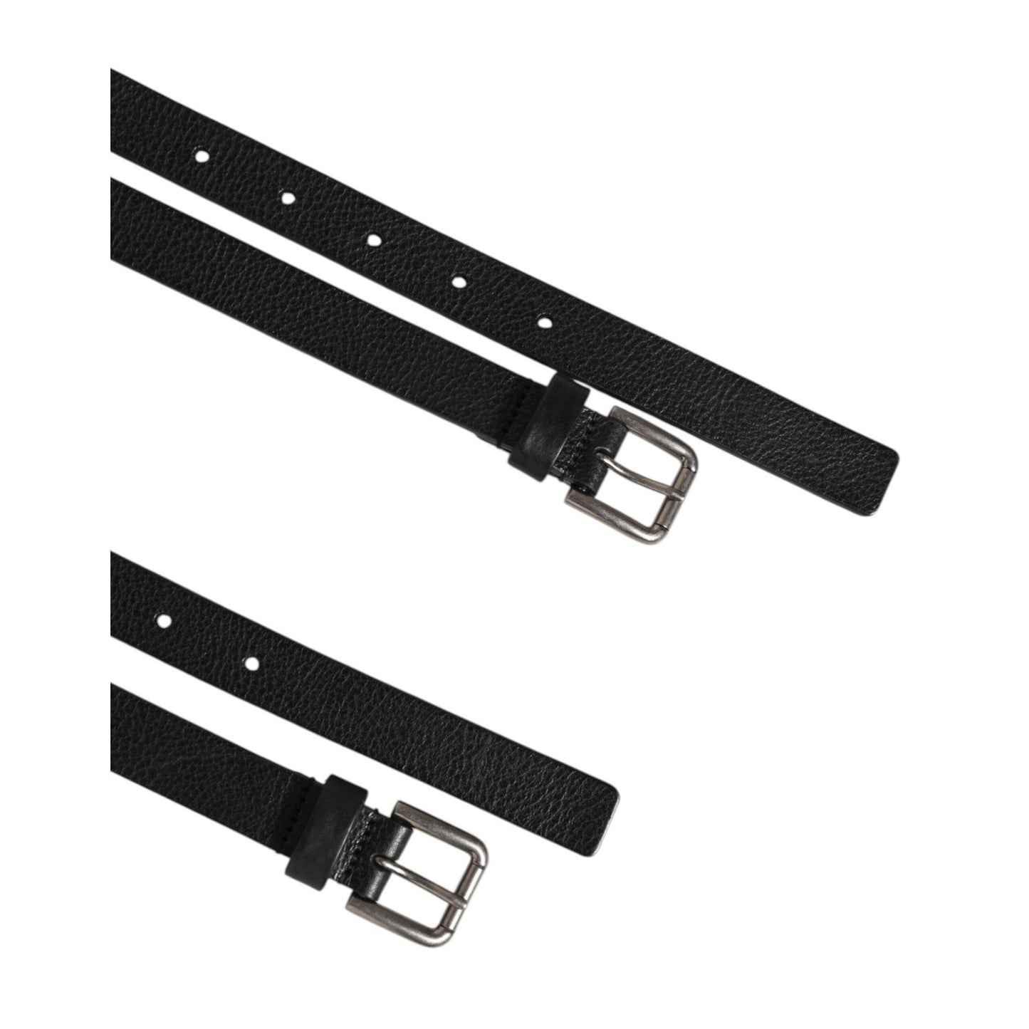 Dolce & Gabbana Black Double Strap Leather Gold Buckle Belt Dolce & Gabbana