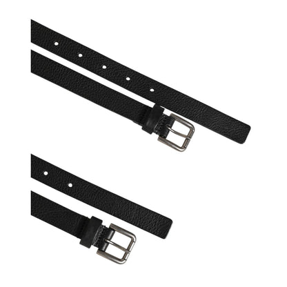 Dolce & Gabbana Black Double Strap Leather Gold Buckle Belt Dolce & Gabbana