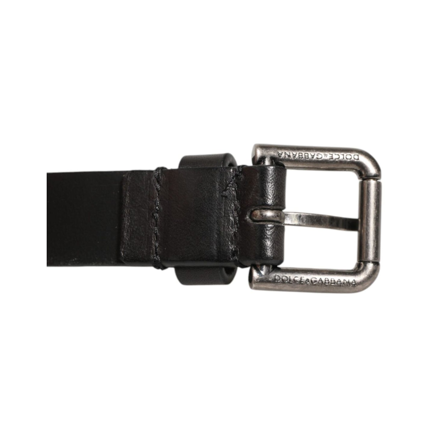 Dolce & Gabbana Black Double Strap Leather Silver Buckle Belt Dolce & Gabbana