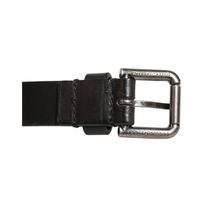 Dolce & Gabbana Black Double Strap Leather Silver Buckle Belt Dolce & Gabbana