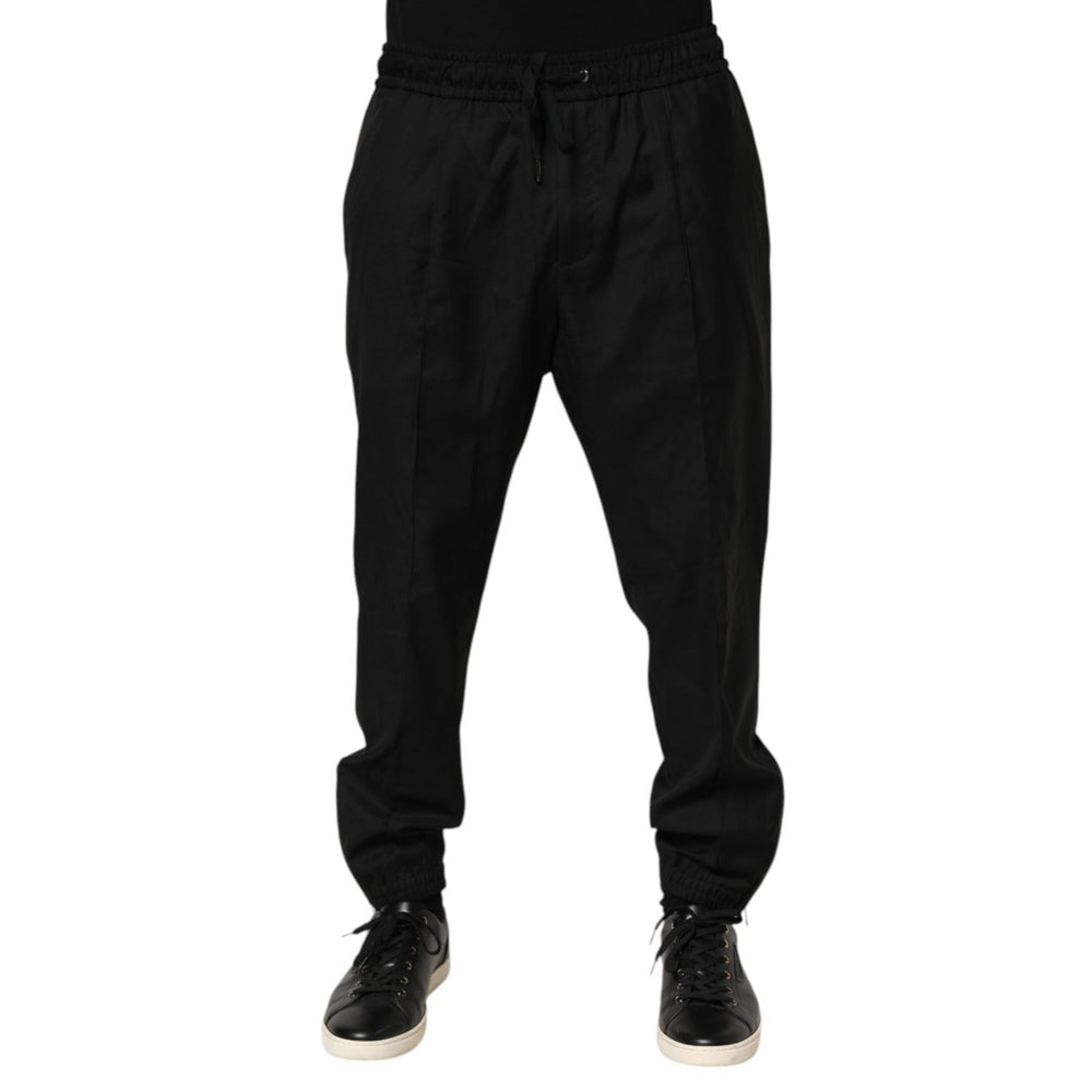Dolce & Gabbana Black Drawstring Men Jogger Sweatpants Pants with adjustable waistband and ribbed cuffs