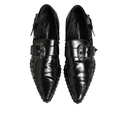 Dolce & Gabbana Black Embellished Dress Monk Strap Shoes Dolce & Gabbana