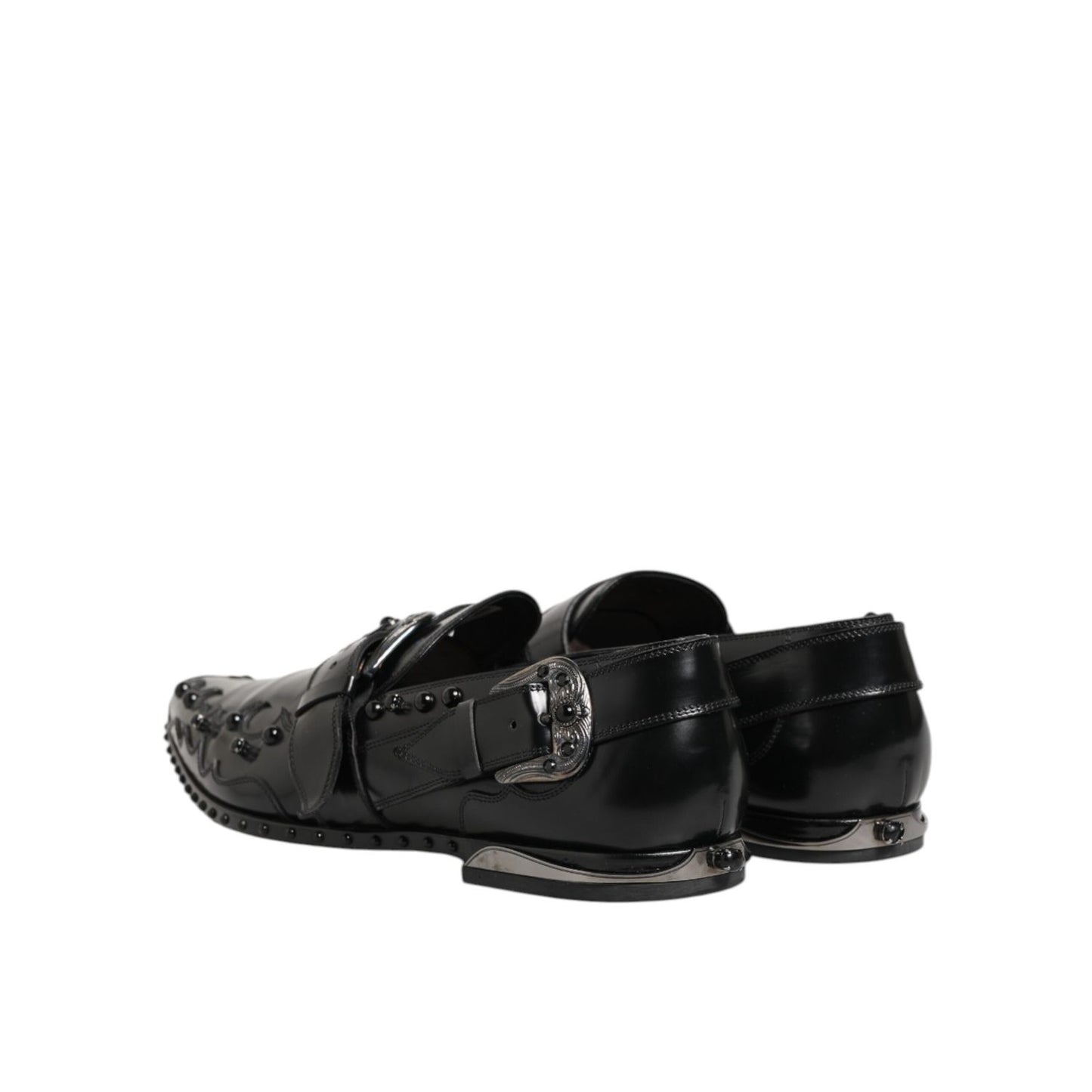 Dolce & Gabbana Black Embellished Dress Monk Strap Shoes Dolce & Gabbana