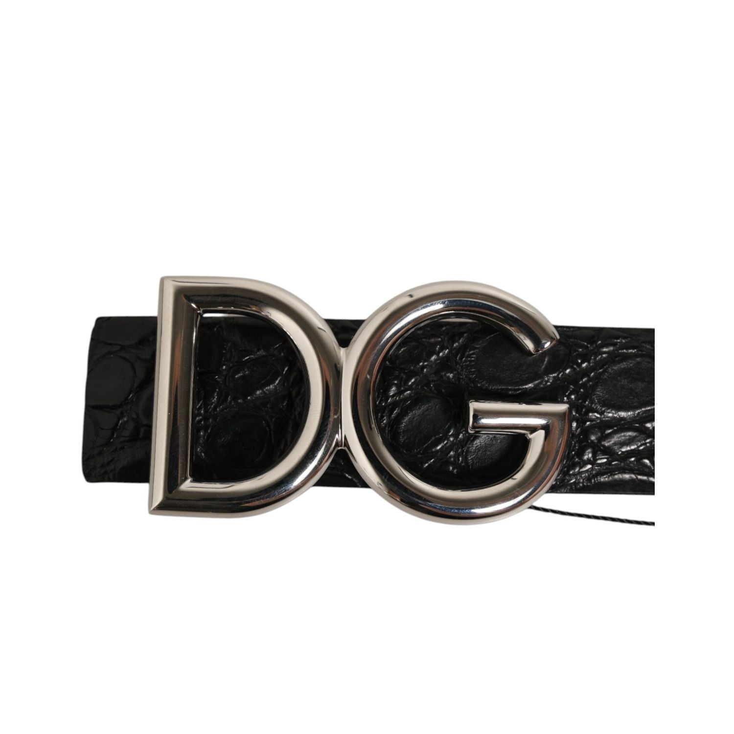 Dolce & Gabbana Black Exotic Leather DG Logo Buckle Belt