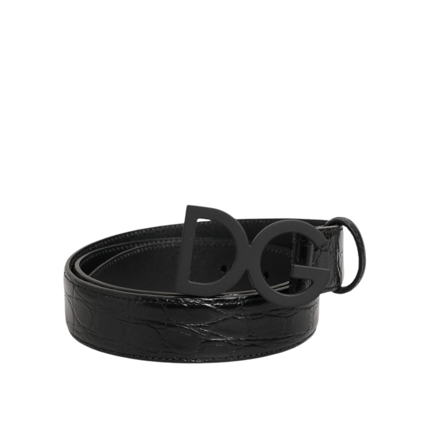 Dolce & Gabbana Black Exotic Leather Metal Logo Buckle Belt Dolce & Gabbana