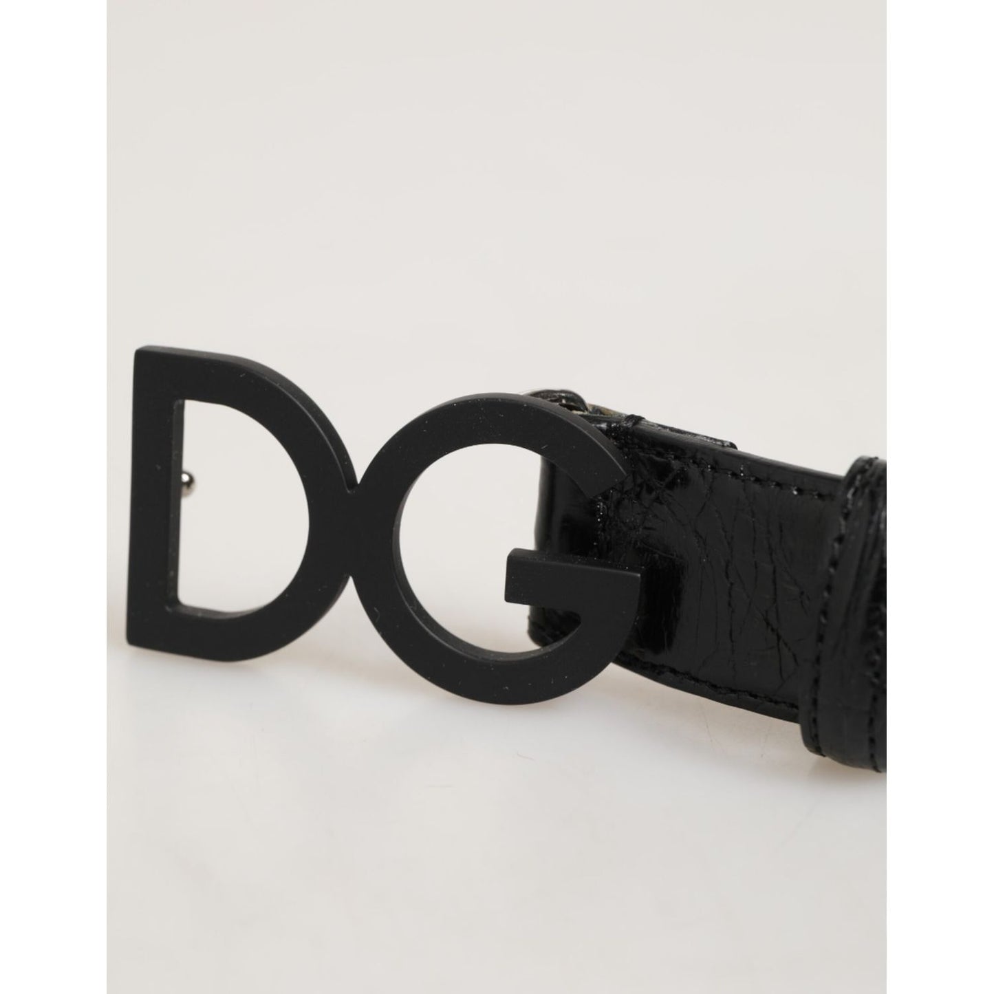 Dolce & Gabbana Black Exotic Leather Metal Logo Buckle Belt Dolce & Gabbana