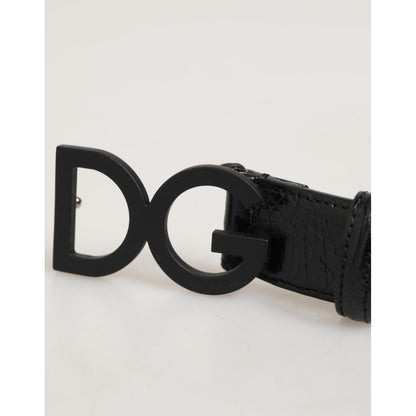 Dolce & Gabbana Black Exotic Leather Metal Logo Buckle Belt Dolce & Gabbana
