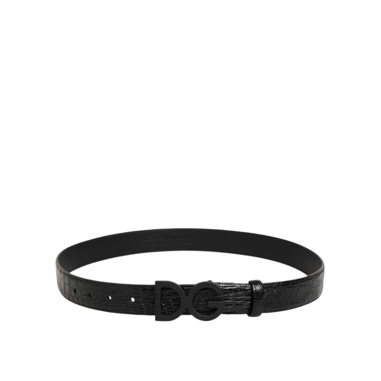 Dolce & Gabbana Black Exotic Leather Metal Logo Buckle Belt Dolce & Gabbana