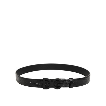 Dolce & Gabbana Black Exotic Leather Metal Logo Buckle Belt Dolce & Gabbana